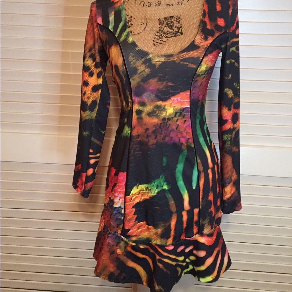 Stretchy snake skin print dress